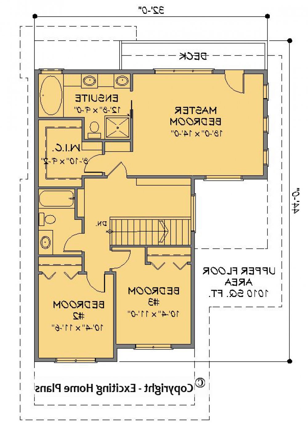 House Plan E1585-10 Upper Floor Plan REVERSE