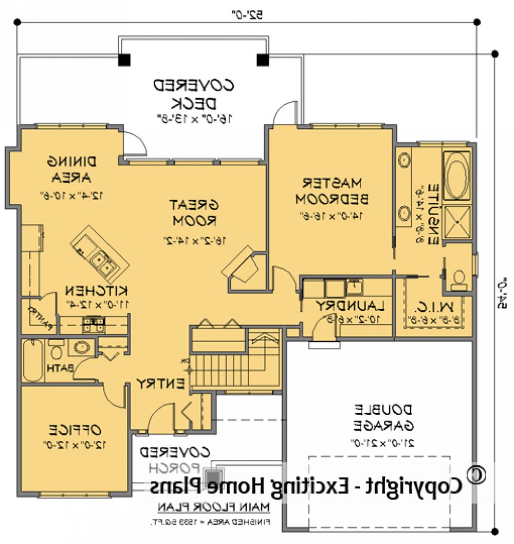 House Plan E1130-20 Main Floor Plan REVERSE
