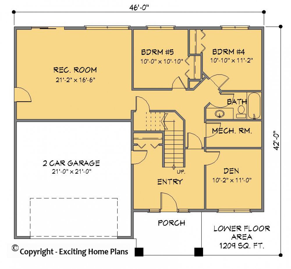 House Plan E1399-10  Lower Floor Plan
