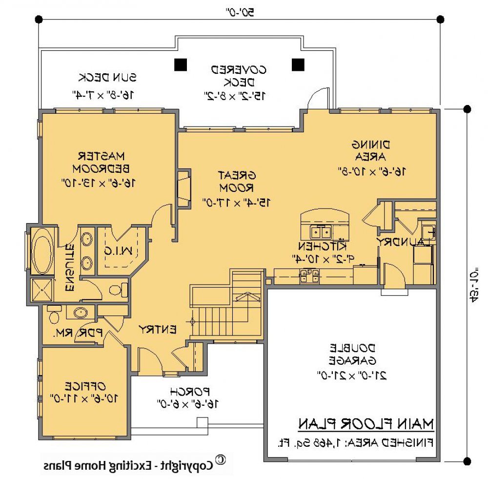 House Plan E1194-10 Main Floor Plan REVERSE