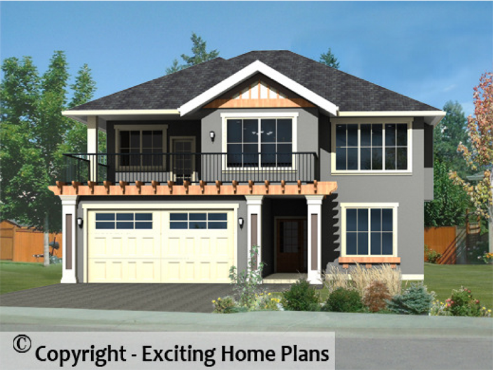 House Plan E1038-10 Front 3D View