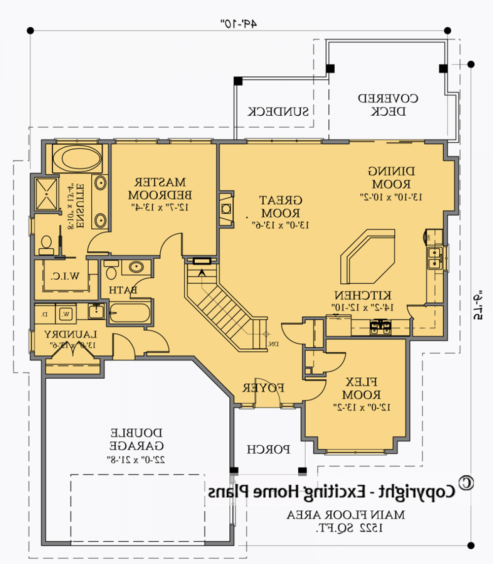 House Plan E1015-10 Main Floor Plan REVERSE