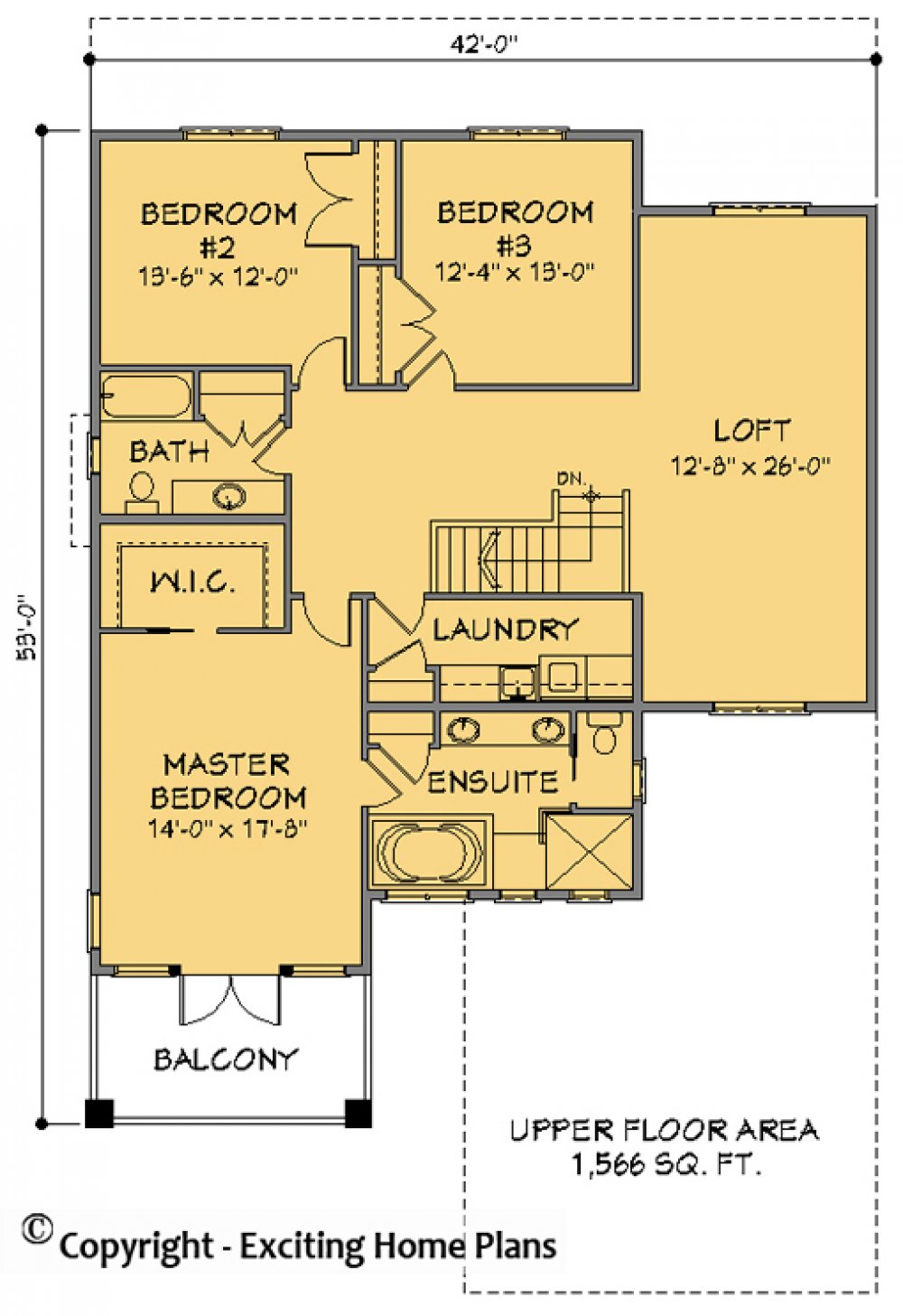 House Plan E1151-10 Upper Floor Plan
