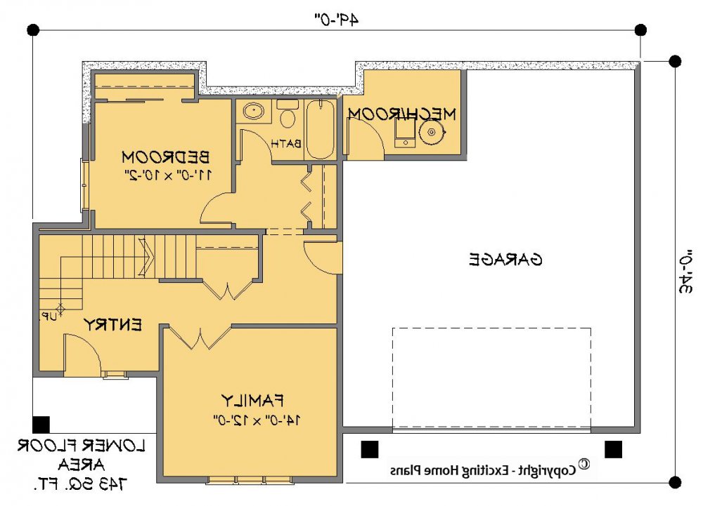 House Plan E1562-10  Lower Floor Plan REVERSE