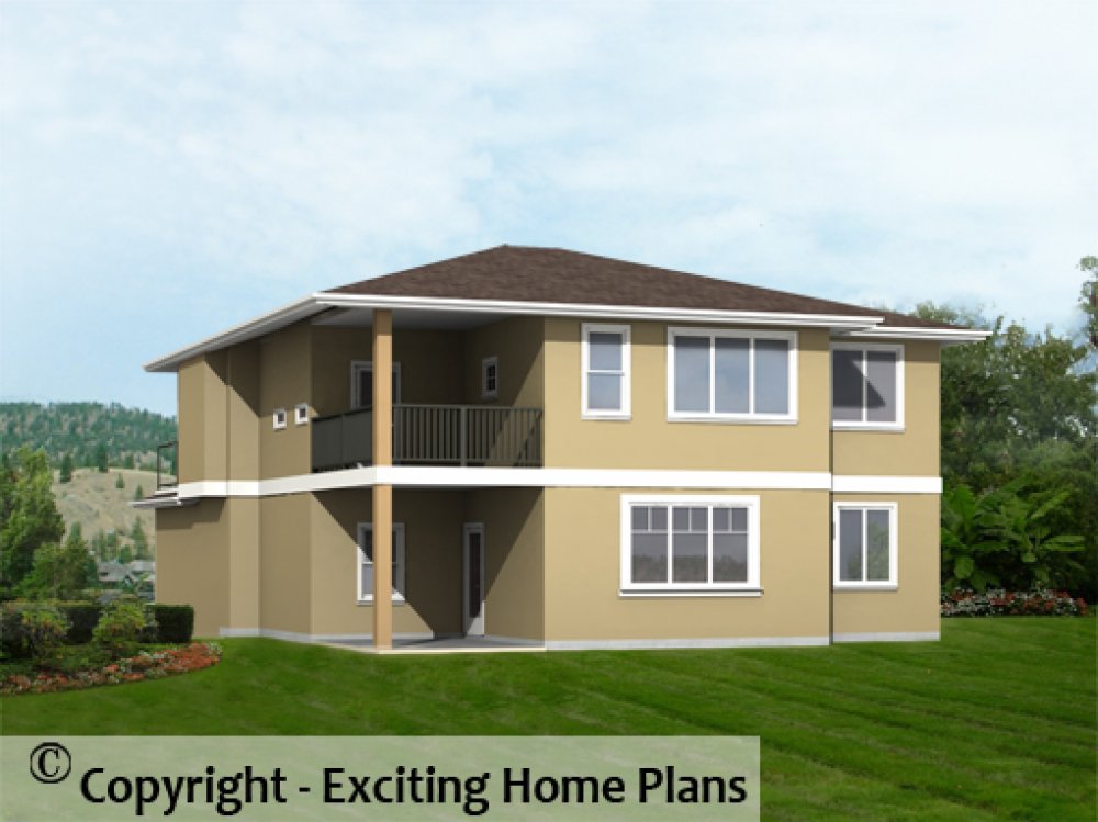 House Plan E1686-10 Rear 3D View