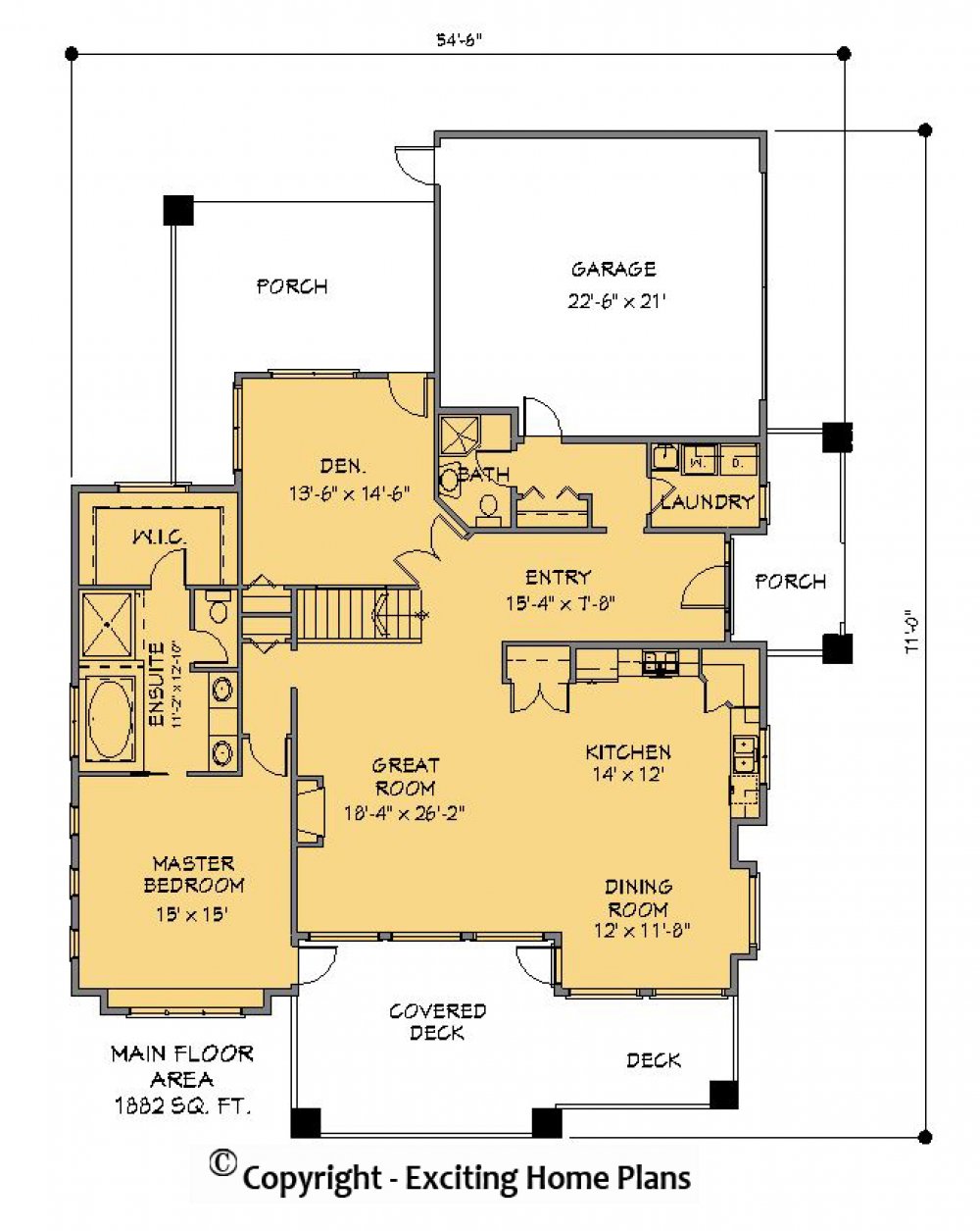 House Plan E1195-10  Main Floor Plan