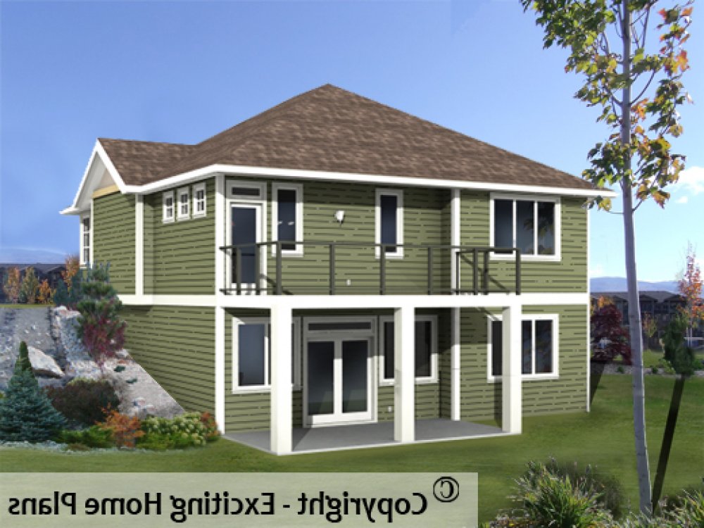 House Plan E1188-10 Rear 3D View