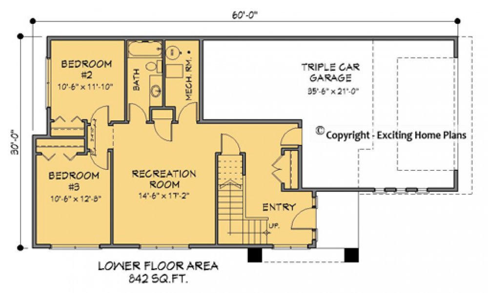House Plan E1167-10 Lower Floor Plan
