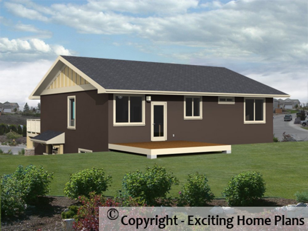 House Plan E1208-10 Rear 3D View