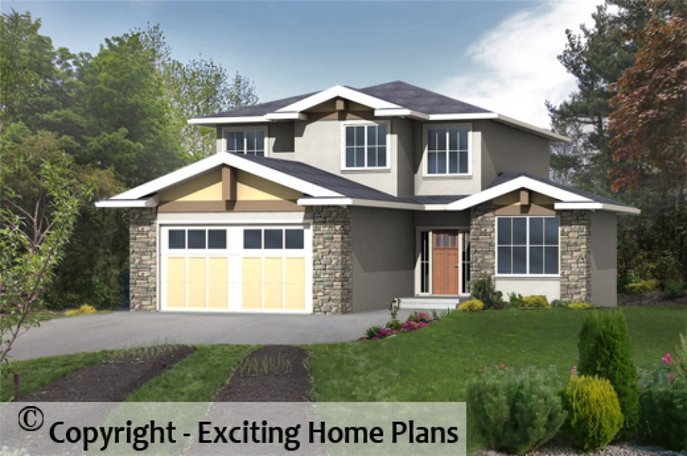House Plan E1212-10 Front 3D View