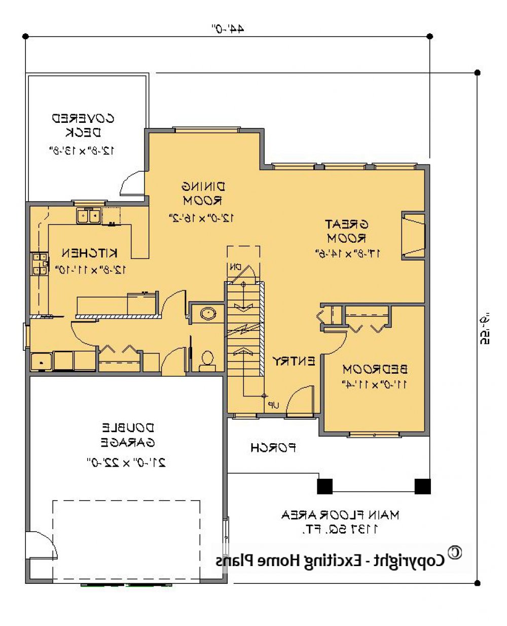 House Plan E1276-10 Main Floor Plan REVERSE