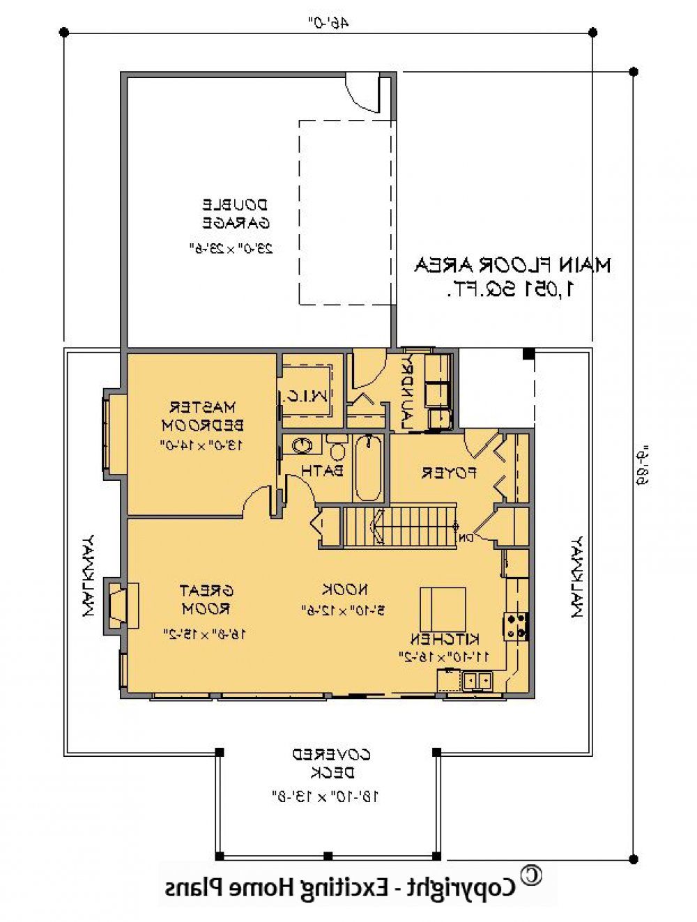 House Plan E1182-10  Main Floor Plan REVERSE