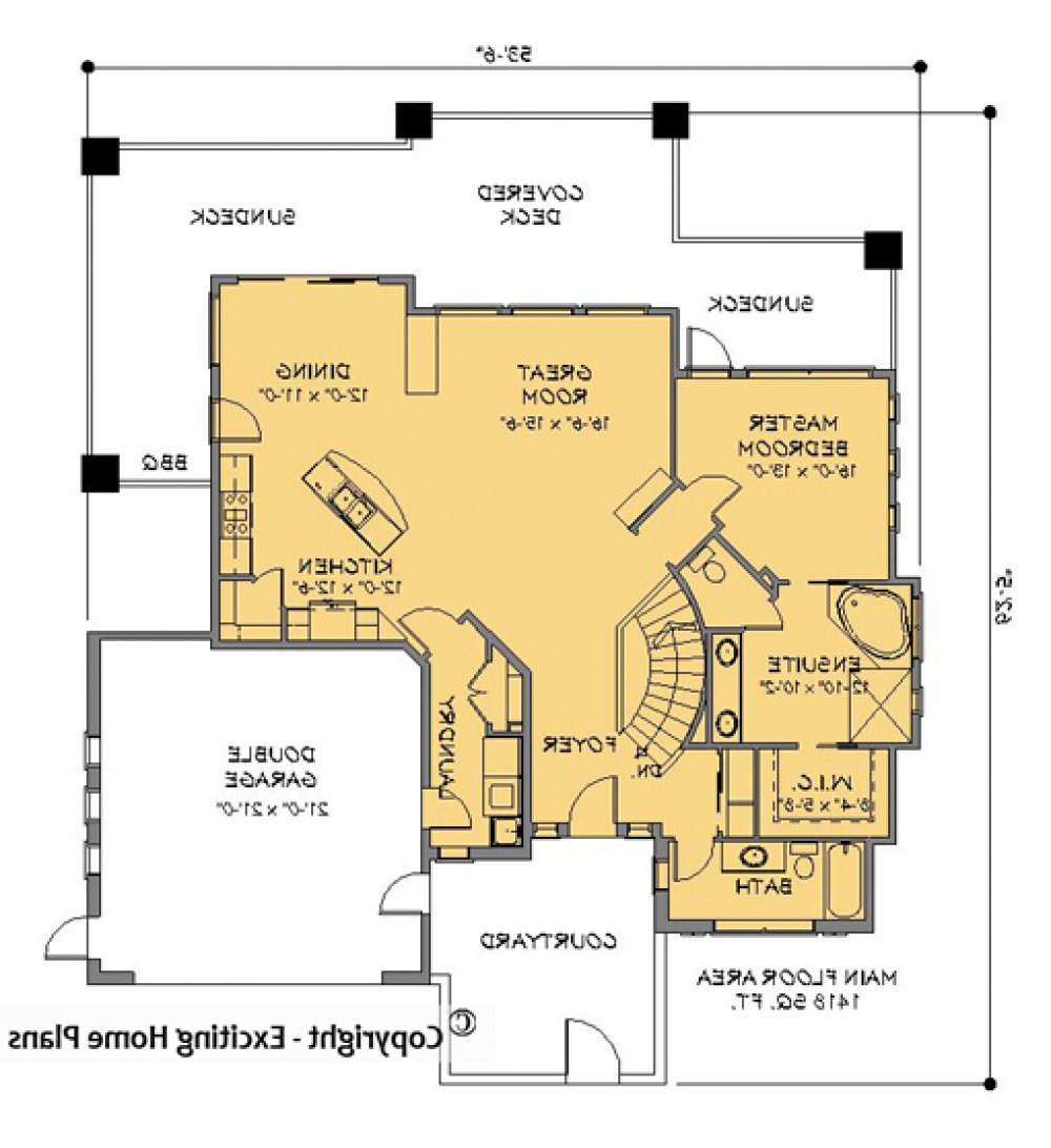 House Plan E1093-10 Main Floor Plan REVERSE