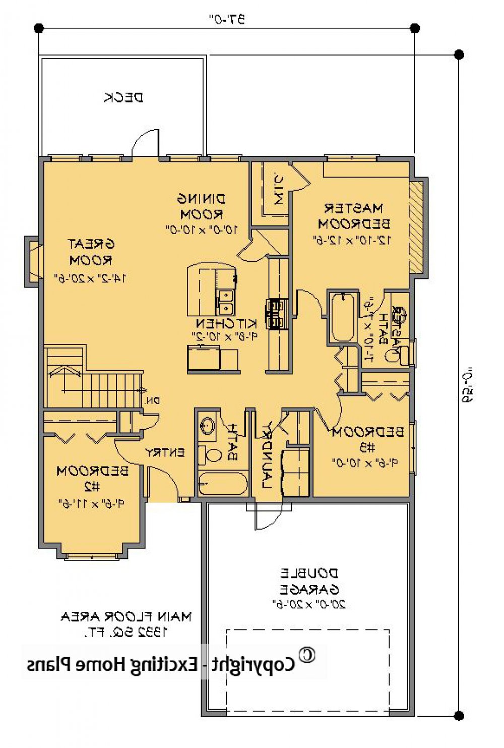House Plan E1341-10 Main Floor Plan REVERSE