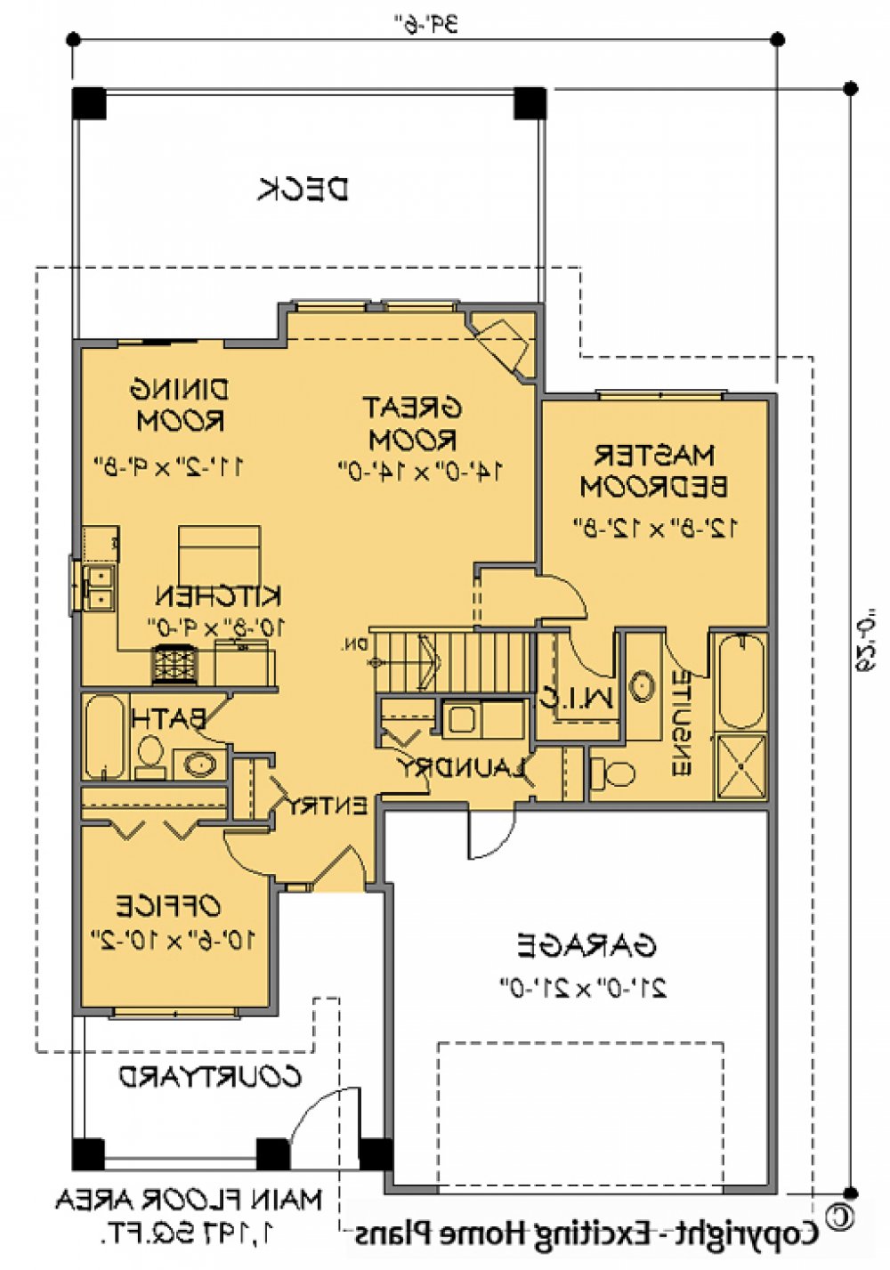 House Plan E1136-10 Main Floor Plan REVERSE