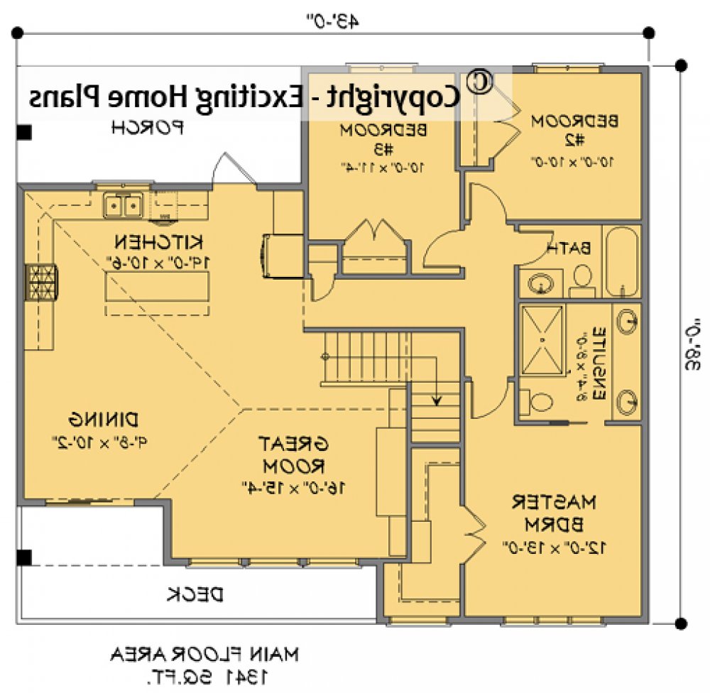 House Plan E1707-10 Lower Floor Plan REVERSE