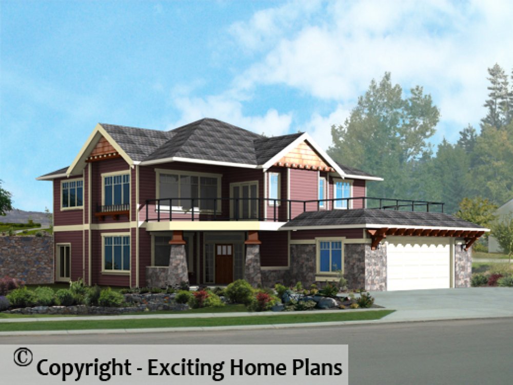 House Plan E1297-10 Front 3D View