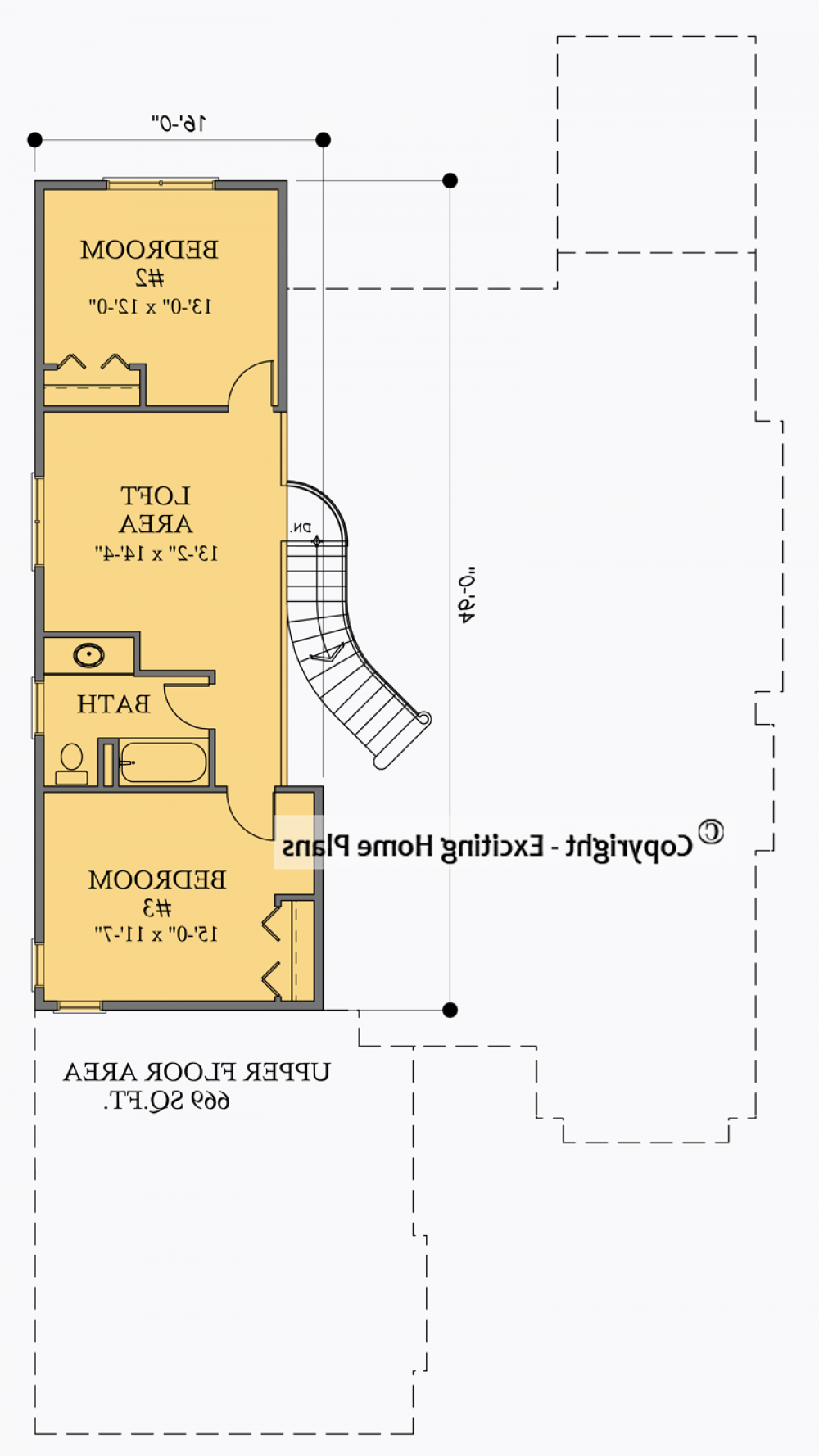 House Plan E1031-10 Upper Floor Plan REVERSE