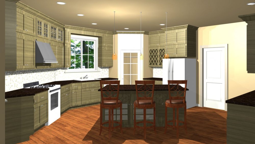 House Plan E1151-10 Interior Kitchen 3D Area