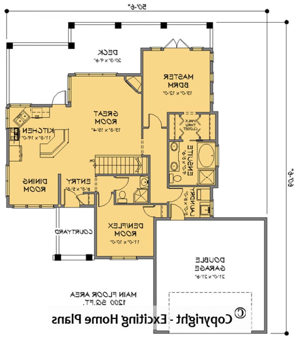 House Plan E1435-10 Main Floor Plan REVERSE