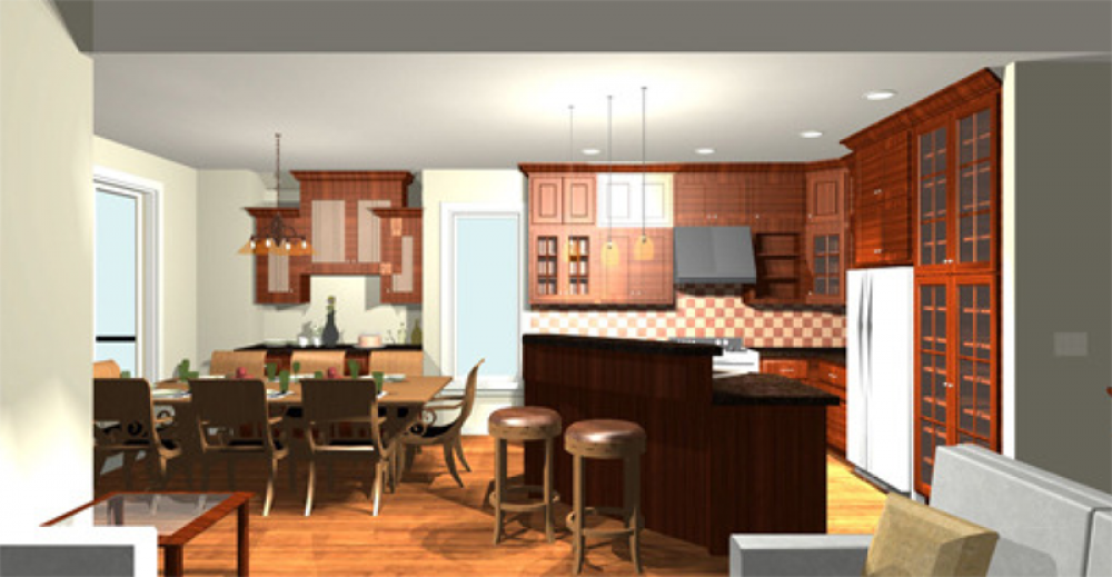 House Plan E1004-10 Interior Kitchen 3D Area