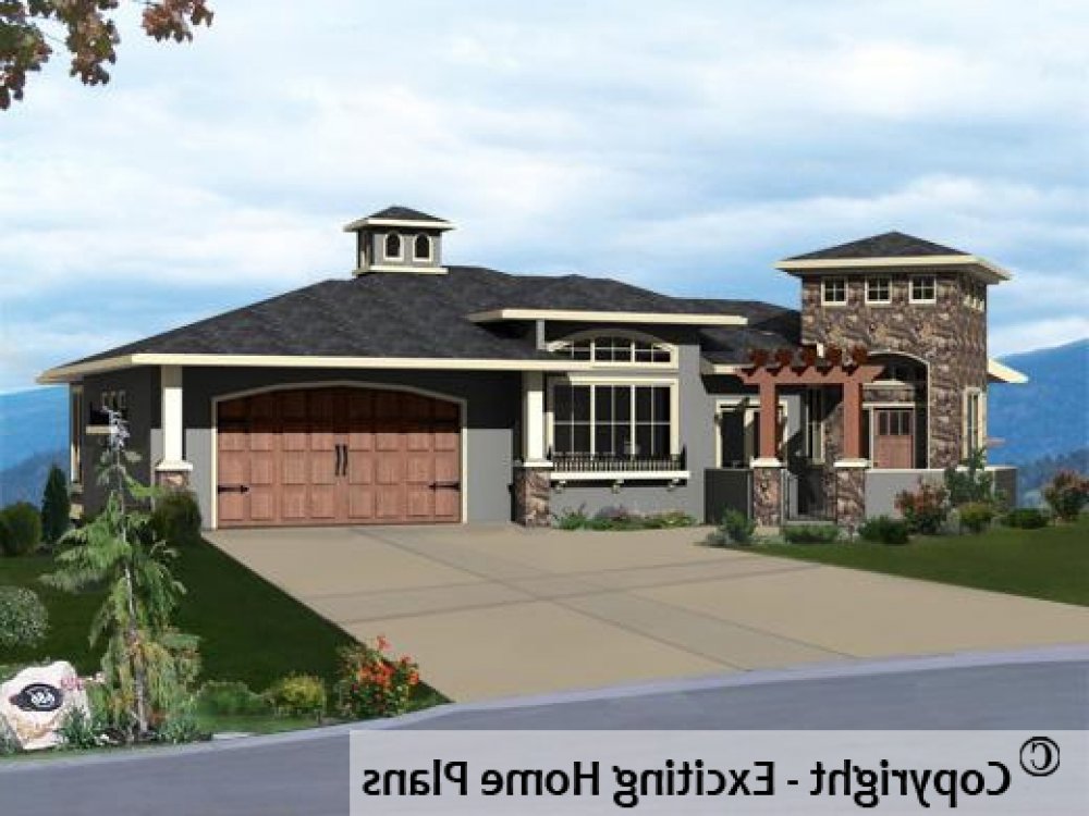 House Plan E1262-10 Exterior 3D View REVERSE
