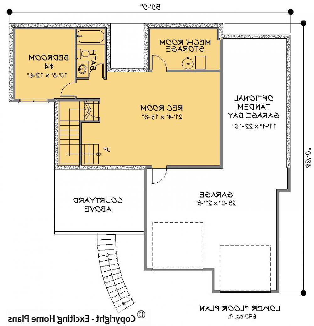 House Plan E1478-10 Lower Floor Plan REVERSE