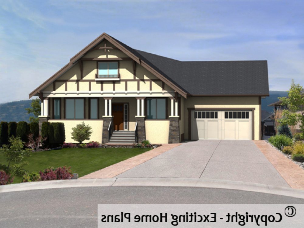 House Plan E1477-10 Front 3D View REVERSE