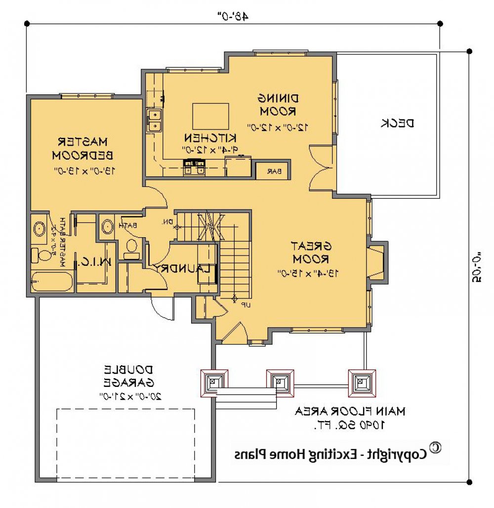 House Plan E1493-10  Main Floor Plan REVERSE