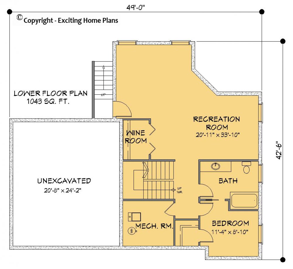 House Plan E1281-10 Lower Floor Plan