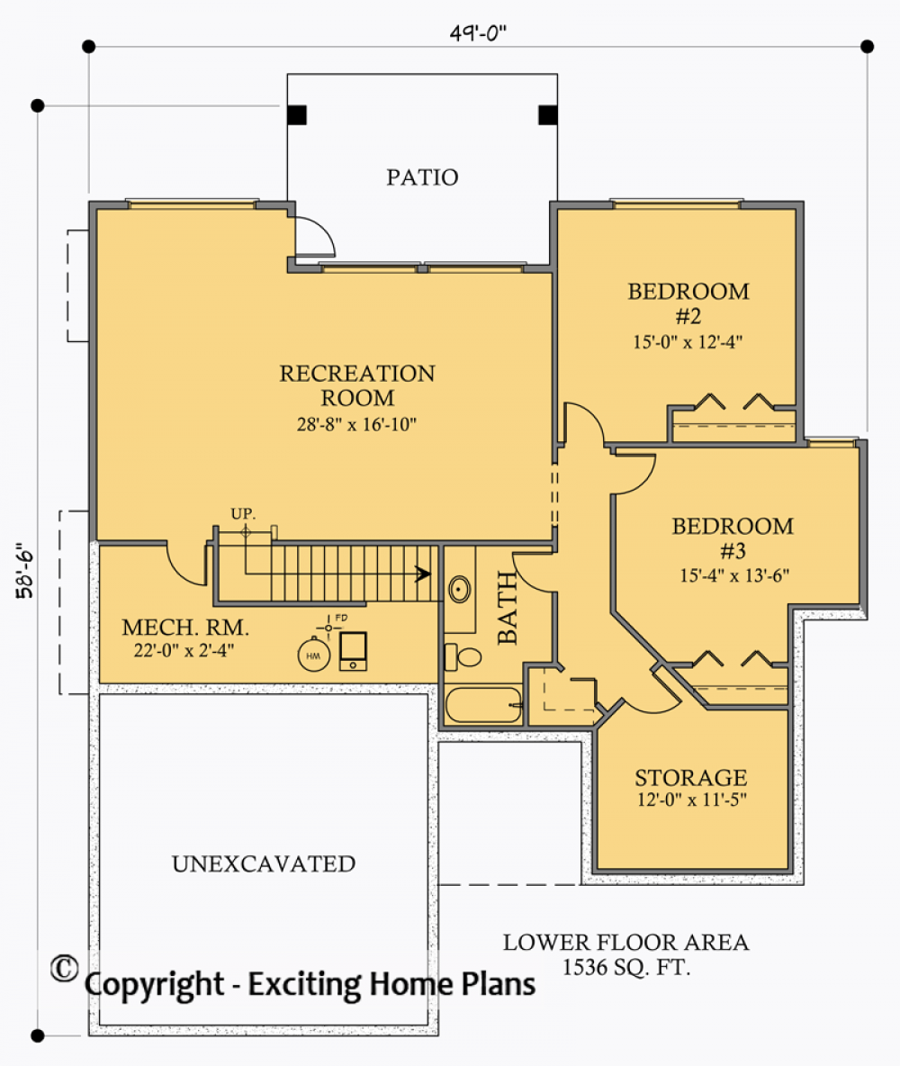 House Plan E1019-10 Lower Floor Plan