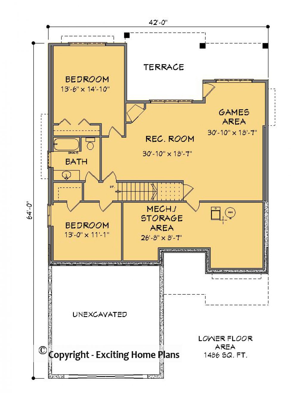 House Plan E1576-10  Lower Floor Plan