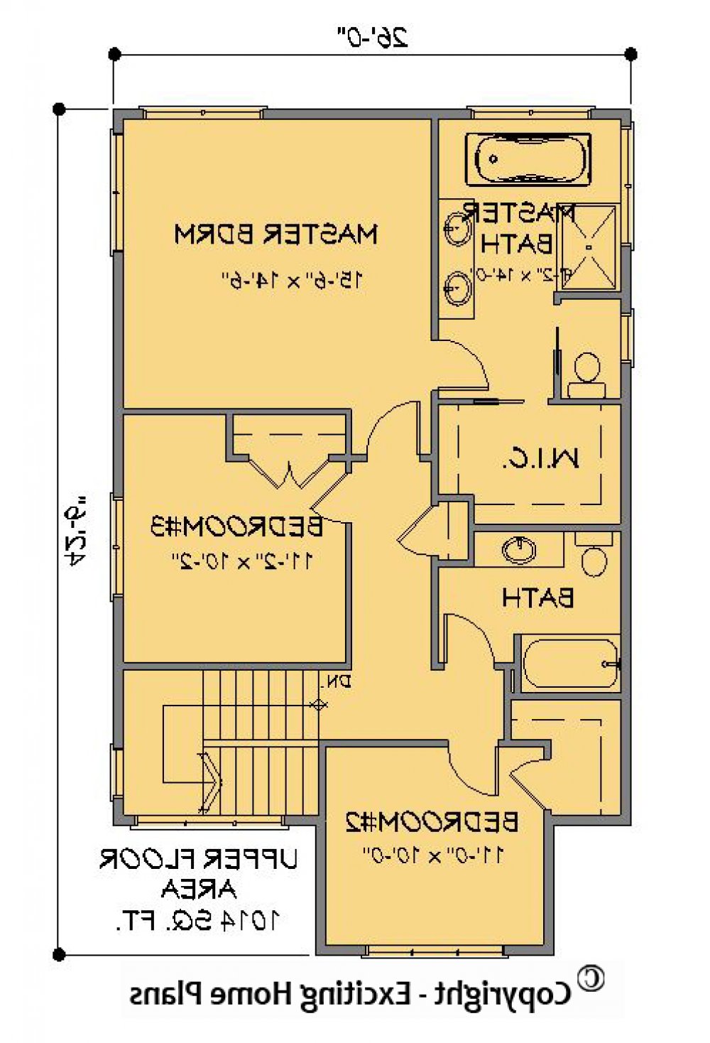 House Plan E1299-10 Upper Floor Plan REVERSE