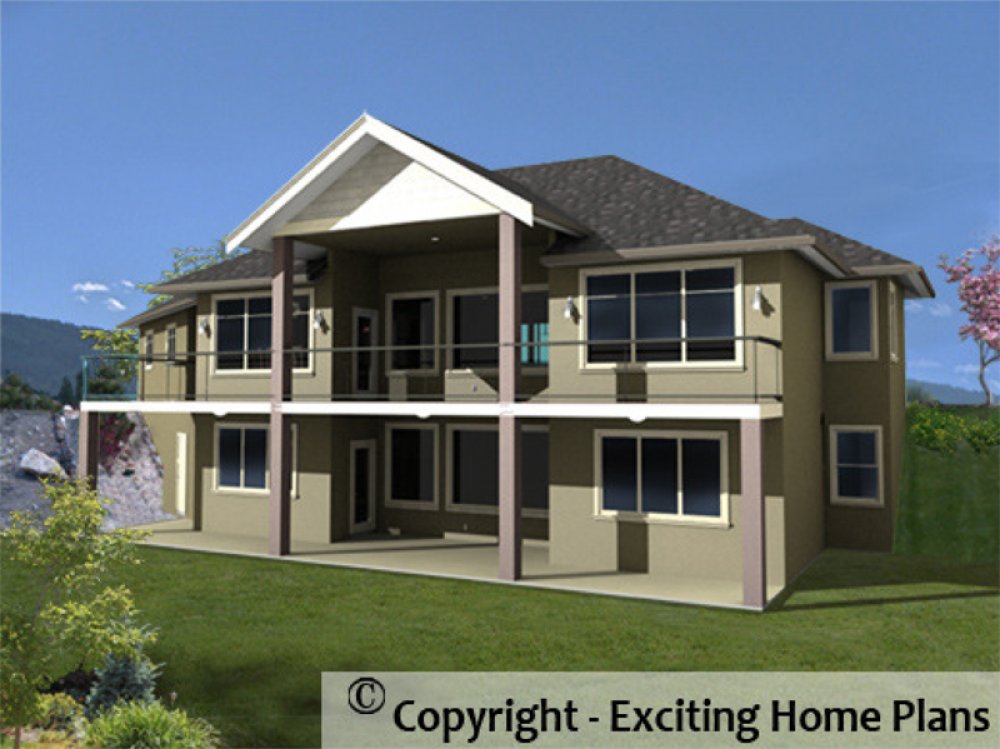 House Plan E1062-10 Rear 3D View