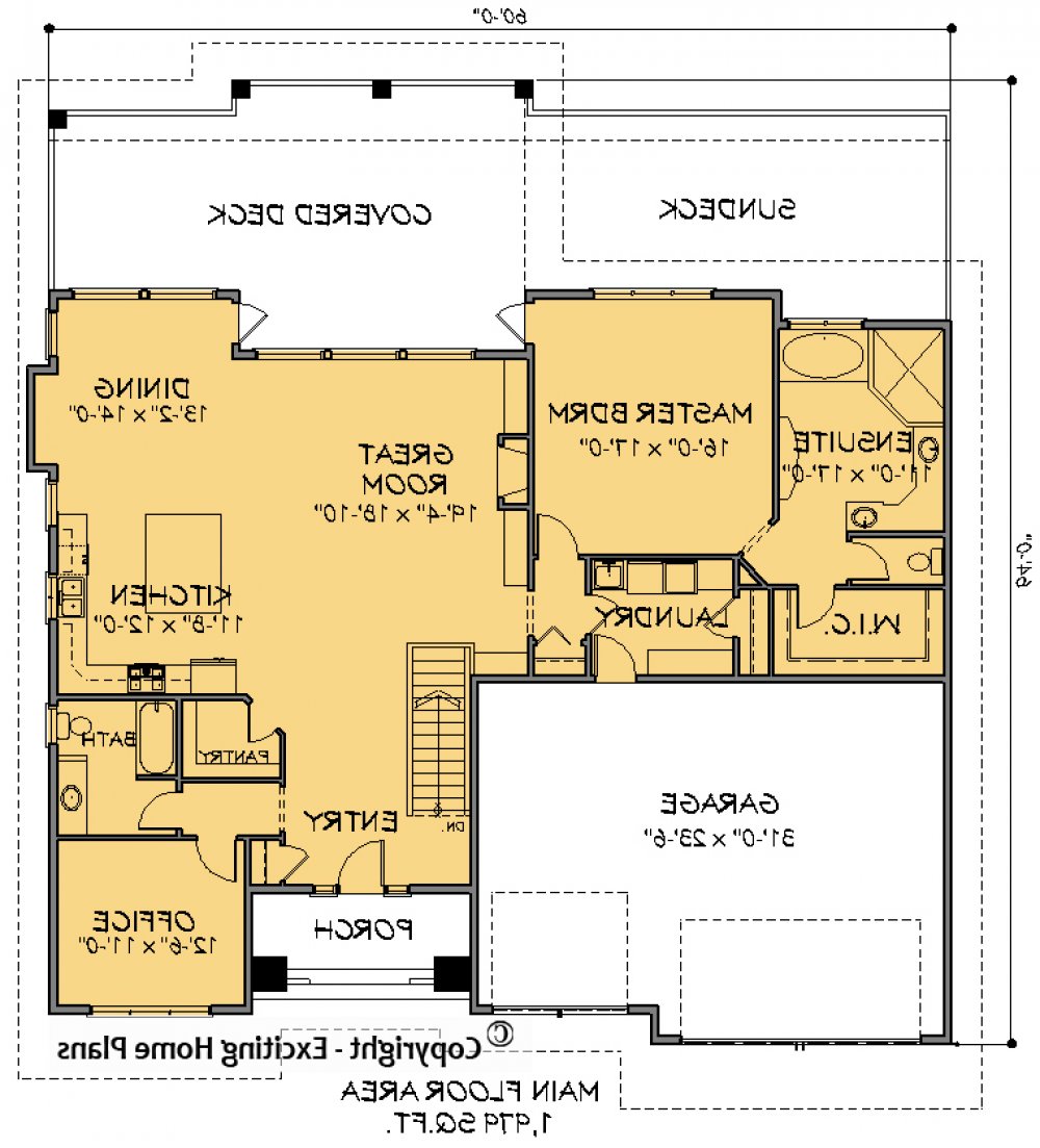 House Plan E1587-10 Main Floor Plan REVERSE