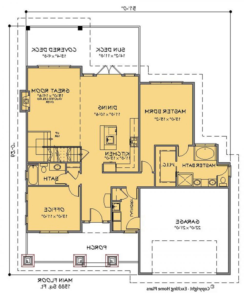 House Plan E1462-10 Main Floor Plan REVERSE