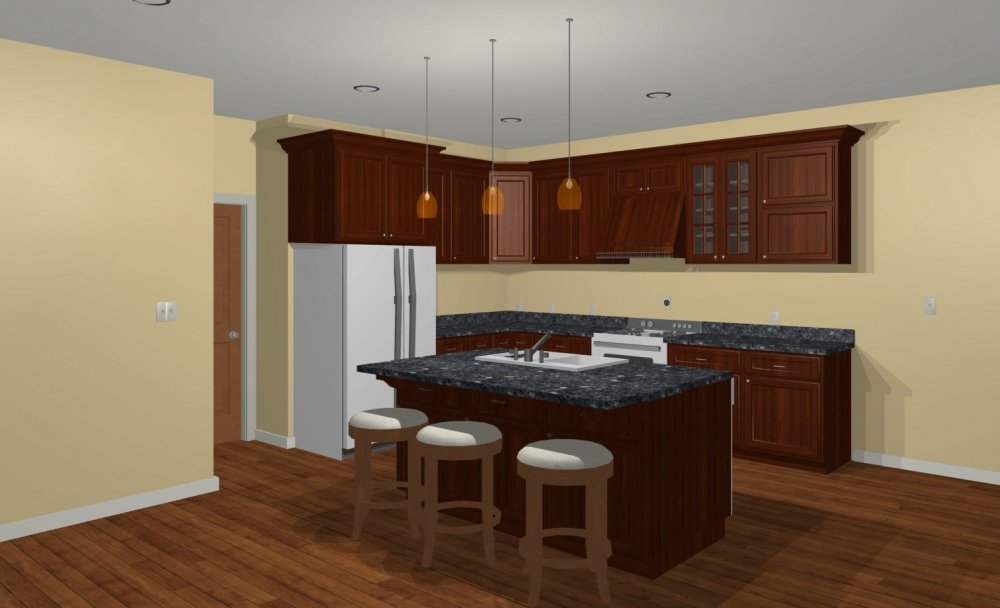 House Plan E1495-10 Interior Kitchen 3D Area