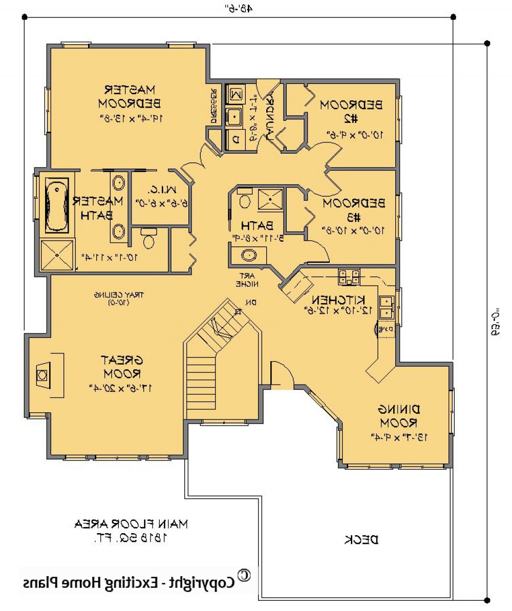 House Plan E1270-10 Main Floor Plan REVERSE