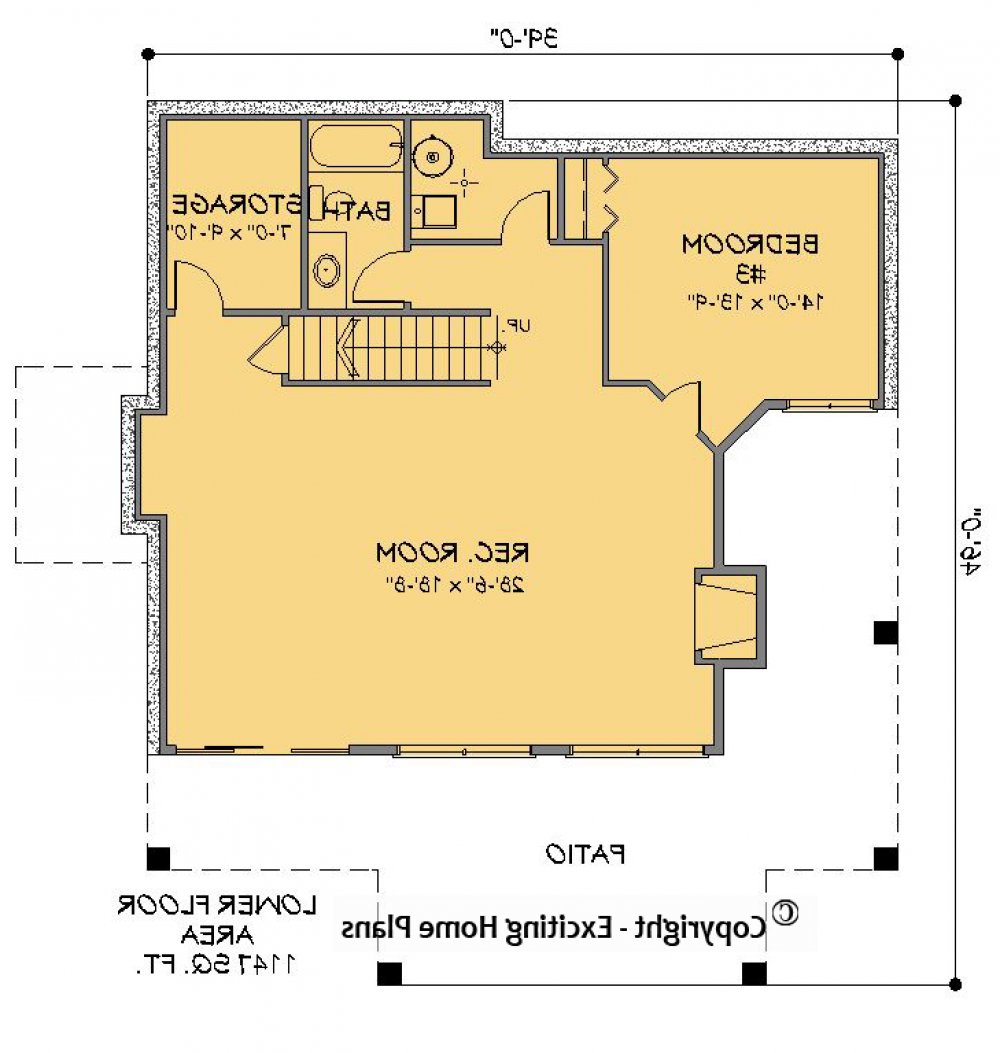 House Plan E1356-10 Lower Floor Plan REVERSE