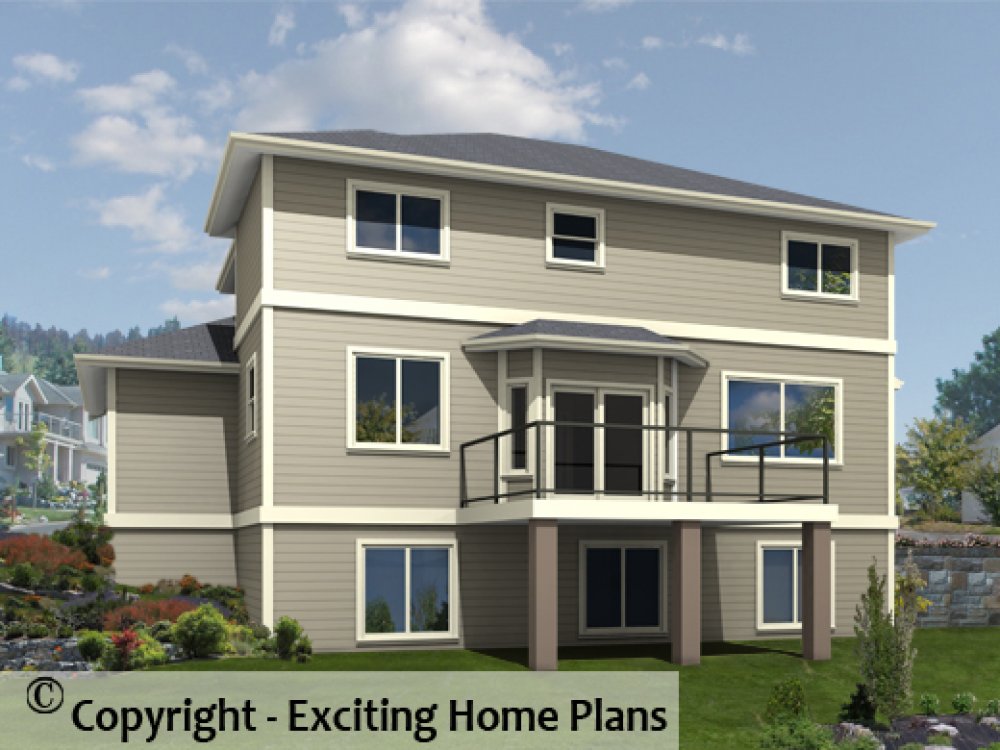 House Plan E1551-10 Rear 3D View
