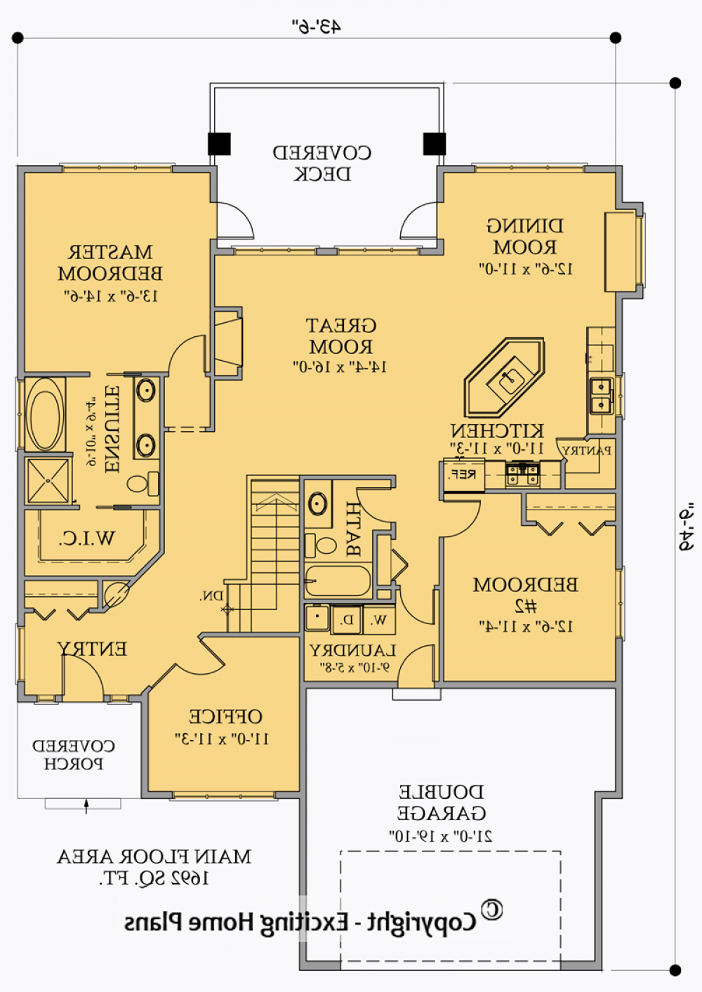 House Plan E1030-10 Main Floor Plan REVERSE