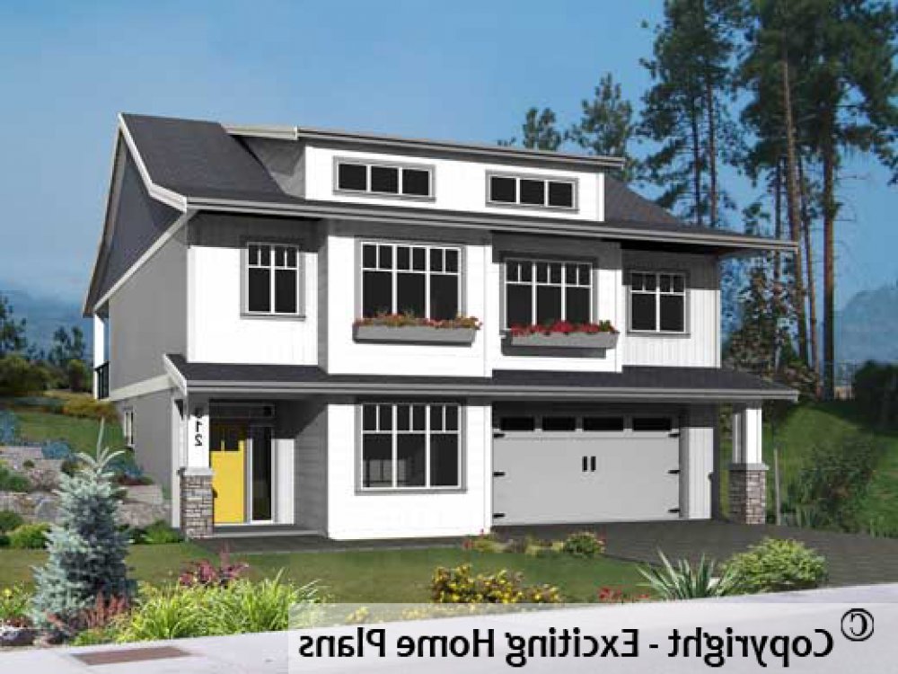 House Plan E1206-10 Exterior 3D View REVERSE