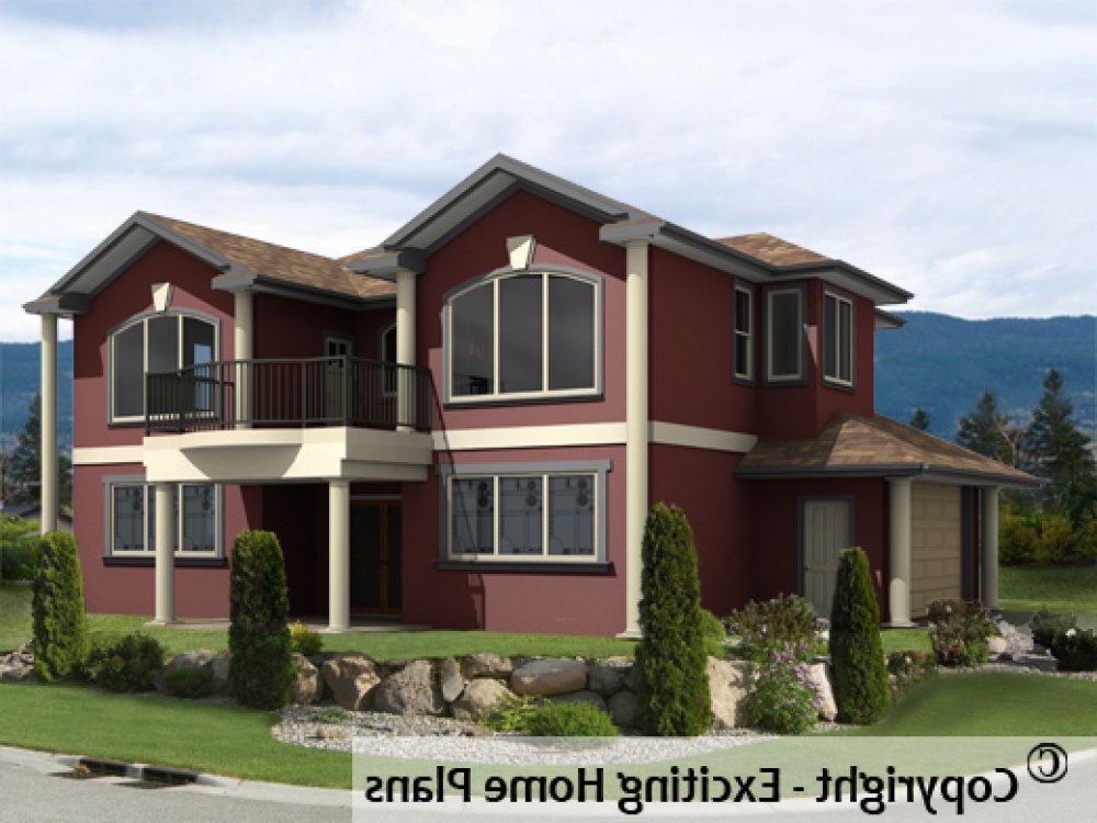 House Plan E1285-10 Rear 3D View REVERSE