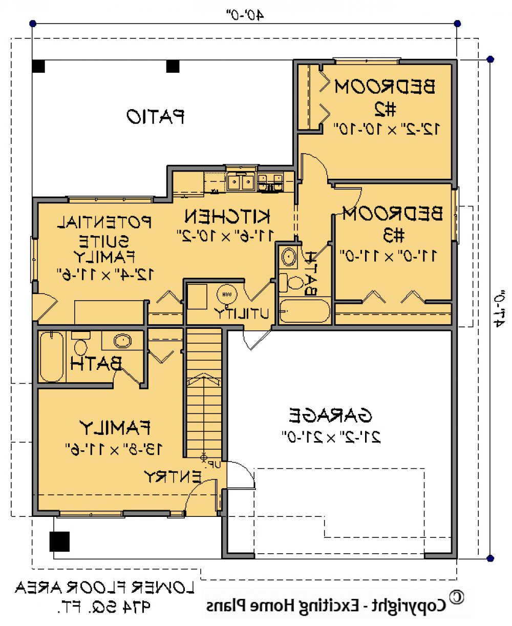 House Plan E1537-10 Lower Floor Plan REVERSE
