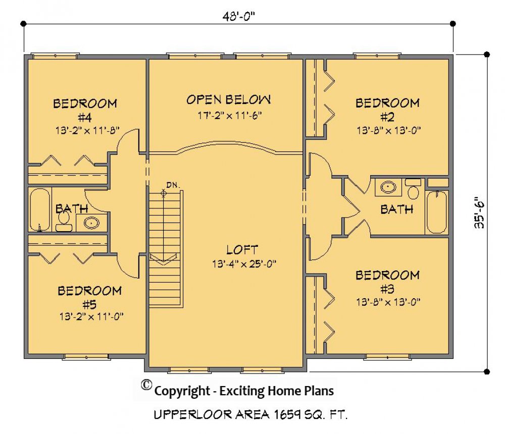 House Plan E1468-10 Upper Floor Plan