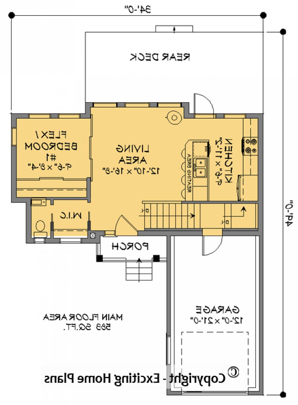 House Plan E1722-10  Main Floor Plan REVERSE