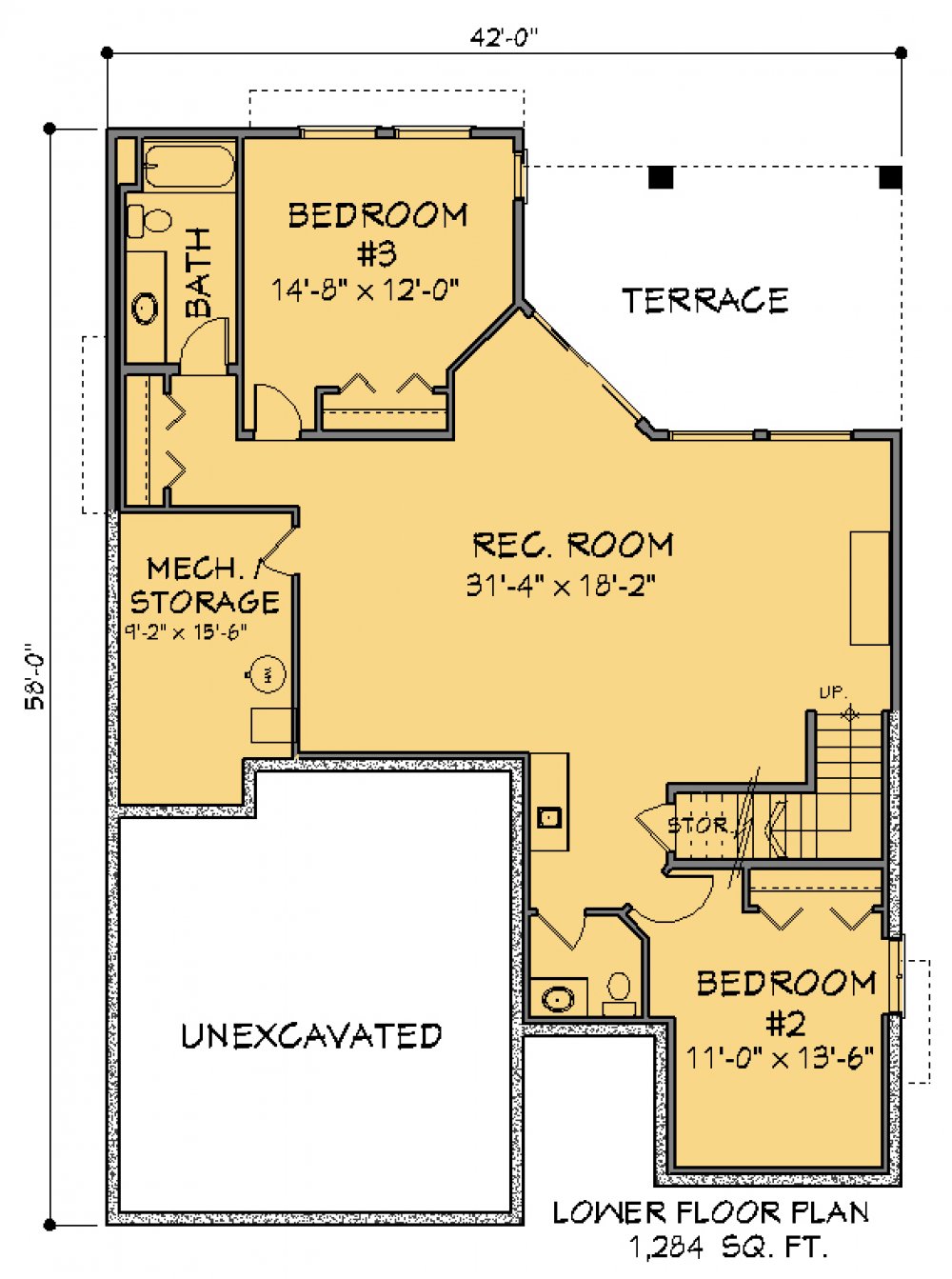 House Plan E1340-10 Lower Floor Plan