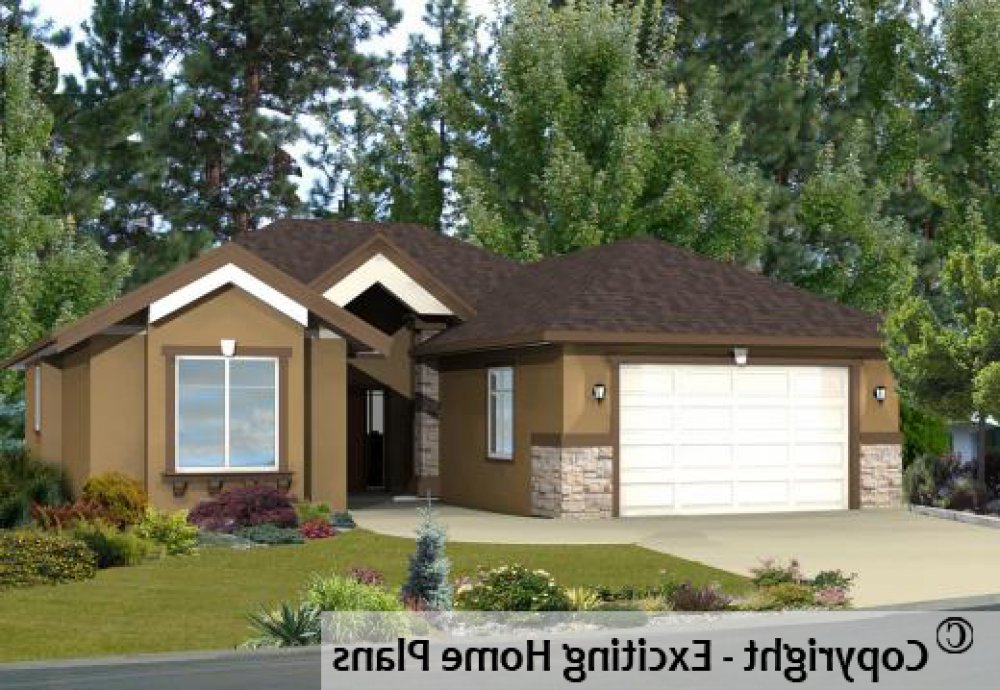House Plan E1060-10 Exterior 3D View REVERSE