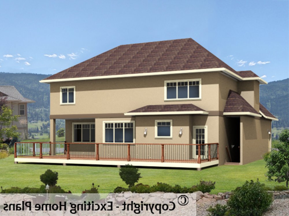 House Plan E1183-10 Rear 3D View REVERSE