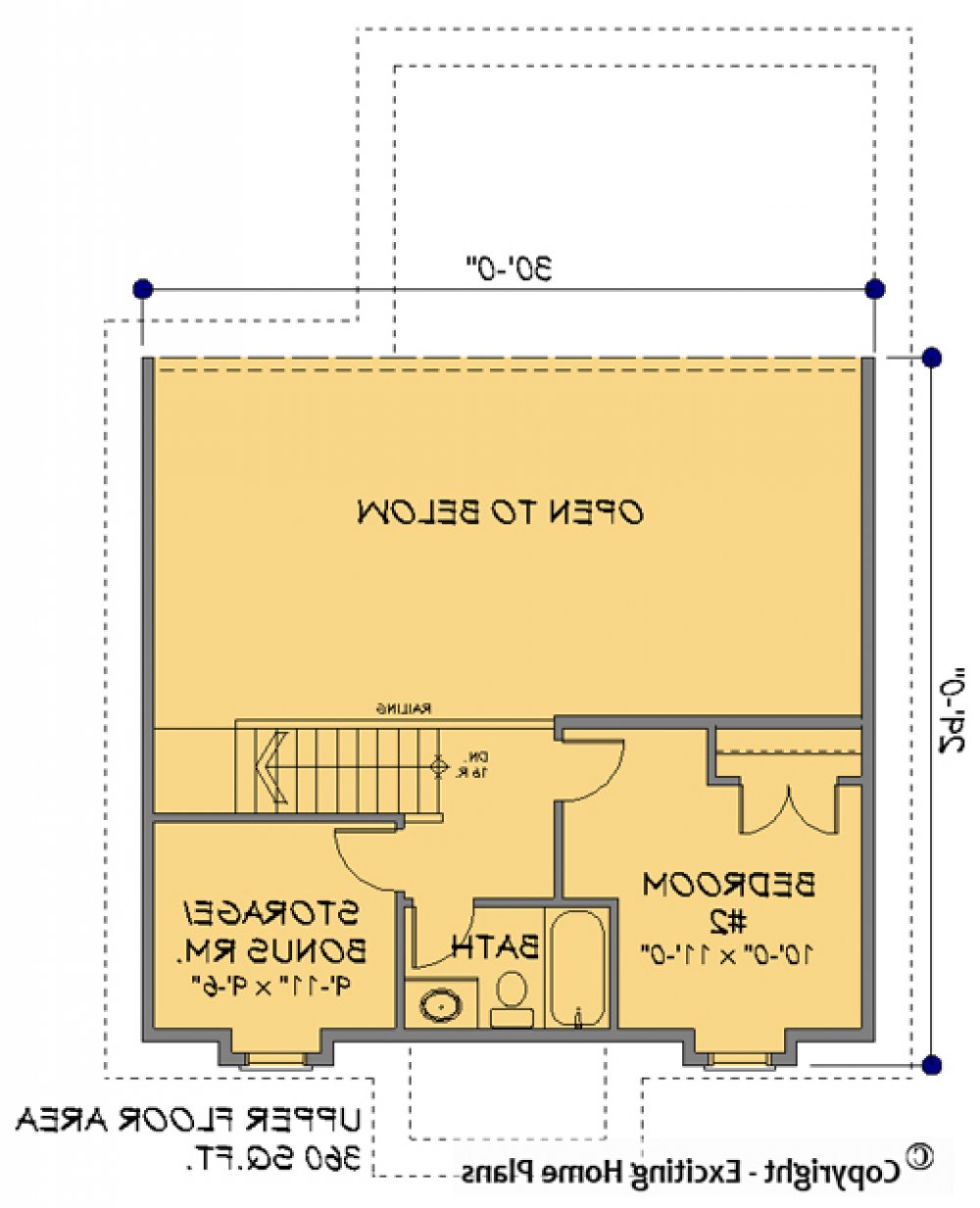 House Plan E1113-10 Upper Floor Plan REVERSE